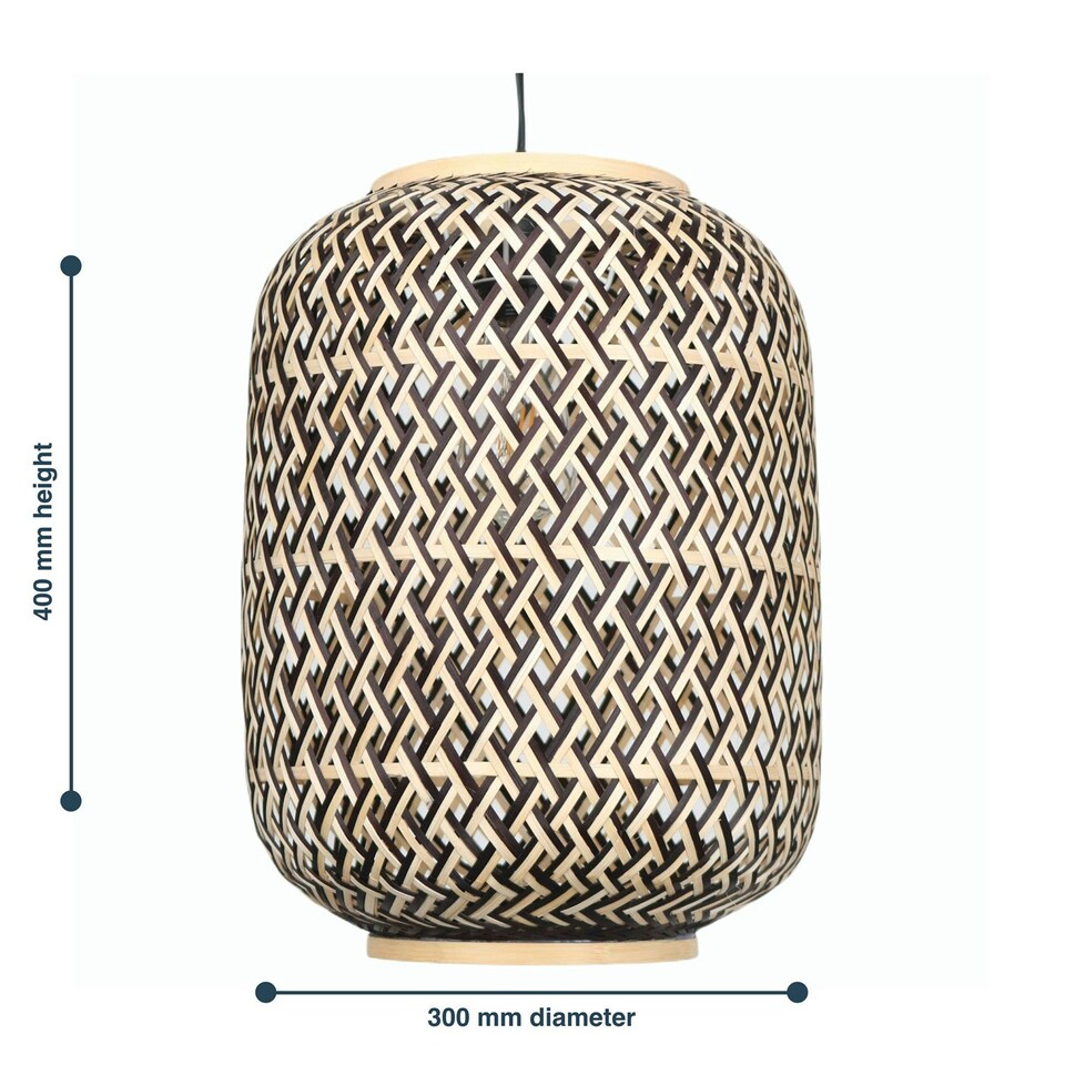 image 1 of First Choice Lighting Set of 2 Tonia Mixed Bamboo Weaved Pendant Lightshades Brown