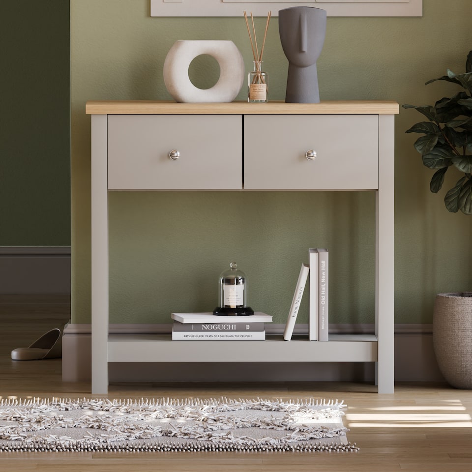 image 1 of Vida Designs Arlington 2 Drawer Console Table With Shelf, Grey & Oak