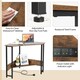 image 4 of COSTWAY Corner Desk Triangle Computer Table w/Power Outlet Brown Brown