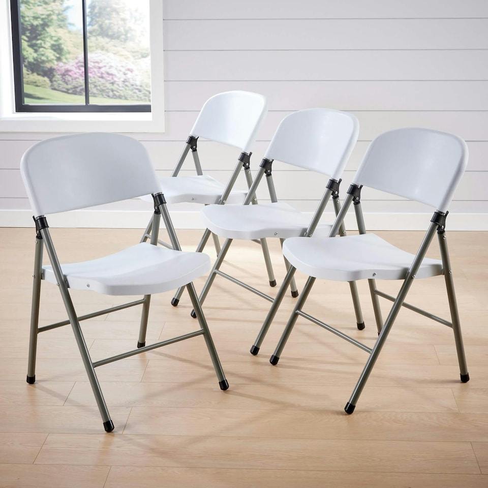 image 1 of Folding Chair Set Camping Party Picnic BBQ Garden Indoor Outdoor Chair Set White