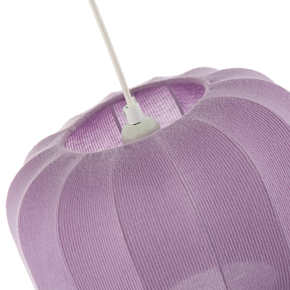 image 1 of Modern Pendant Lamp Shade with Soft Elasticated Fabric Lilac Covering | Purple
