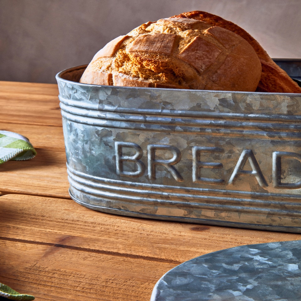 image 1 of Drummond Galvanised Steel Bread Bin Silver