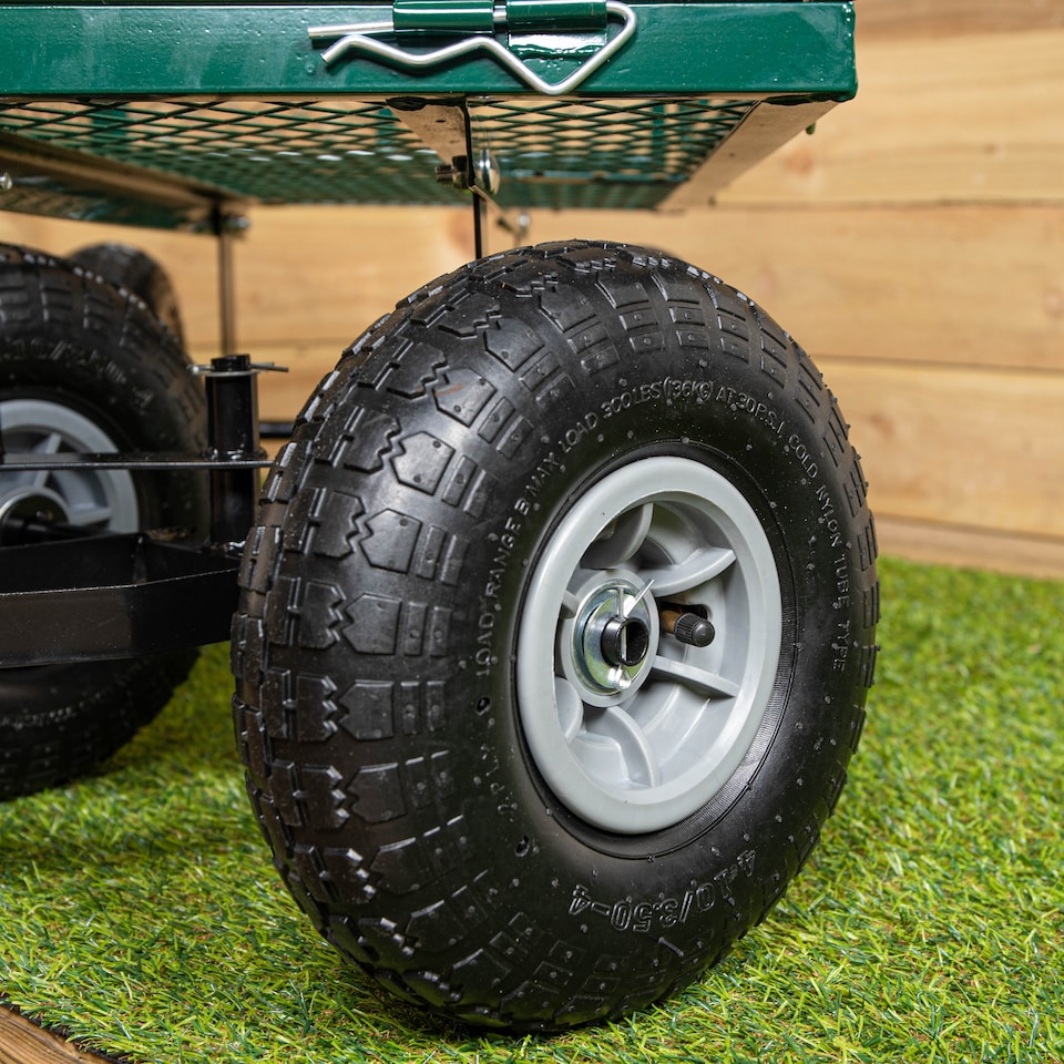 image 1 of Heavy Duty Green Metal Garden Festival Cart Truck Trolley Wheelbarrow