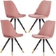 image 1 of Set of 4 Sofia Ergonomic Modern Dining Chairs Upholstered in Velvet, Metal Legs with Gold End Tips | Pink