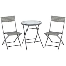 Outsunny 3 PCs Patio Wicker Bistro Set Foldable Table and Chair Set