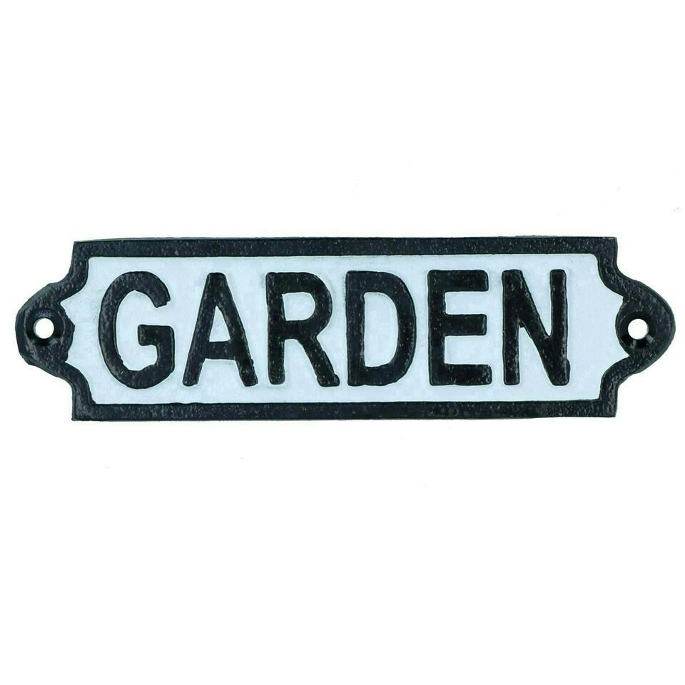 image 1 of Garden Cast Iron Sign Plaque Door Wall House Gate Fence Post Yard Shed