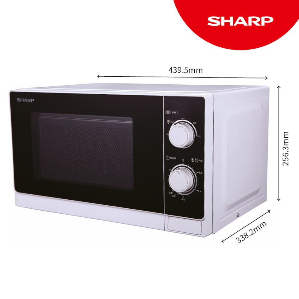 image 1 of Sharp 20L White 800W Manual Microwave with Defrost & 5 Power Levels