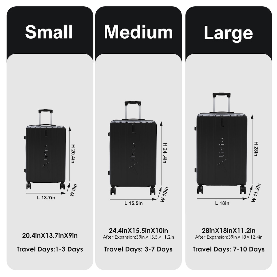 image 1 of Alivio 3-Piece Lightweight Expandable Hard Shell ABS Suitcase with Spinner Wheels