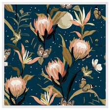 The moon, butterflies & flowers (Picutre Frame) White | XS