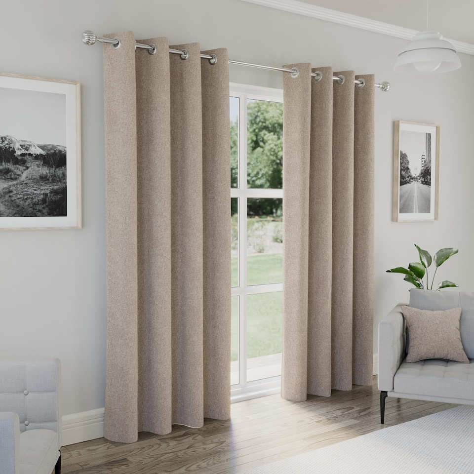 image 1 of Enhanced Living Austin 100% Blackout, Thermal Natural Curtains with Eyelet Header (PAIR) - 46x72 inch (117x183cm)