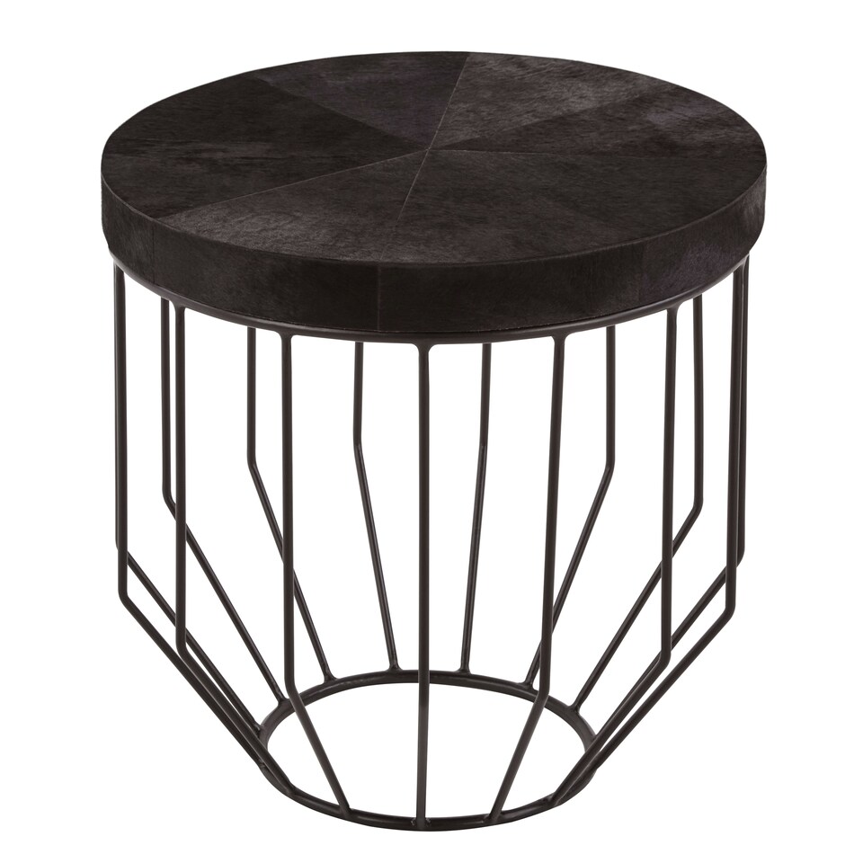 image 1 of Kensington Townhouse Hair On Hide Top Round Side Table Black