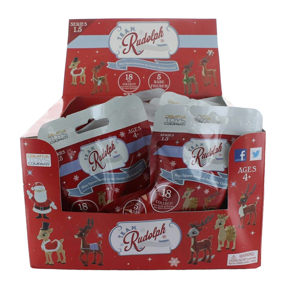 image 1 of TEAM Rudolph Reindeer Stocking Foilbag 18 piece CDU series 1.5 / Toys - Creative Toys Company - TOYS - 233207
