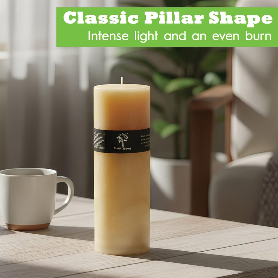 image 1 of Nicola Spring Round Vanilla Pillar Candles - 140 Hours - Cream - Pack of 3 - Vanilla Candle Home Fragrance Aromatherapy