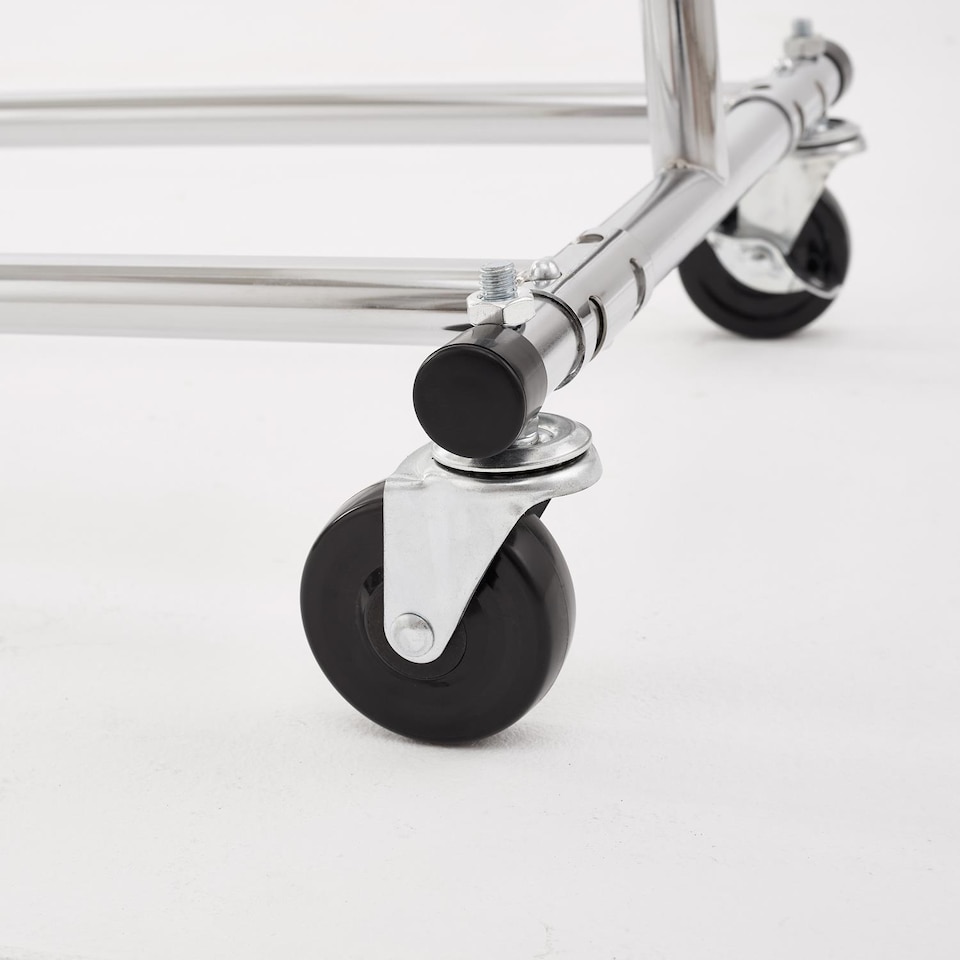 image 1 of House of Home Heavy Duty Chrome Clothes Rail Adjustable Width, Height with Shelf Wheels