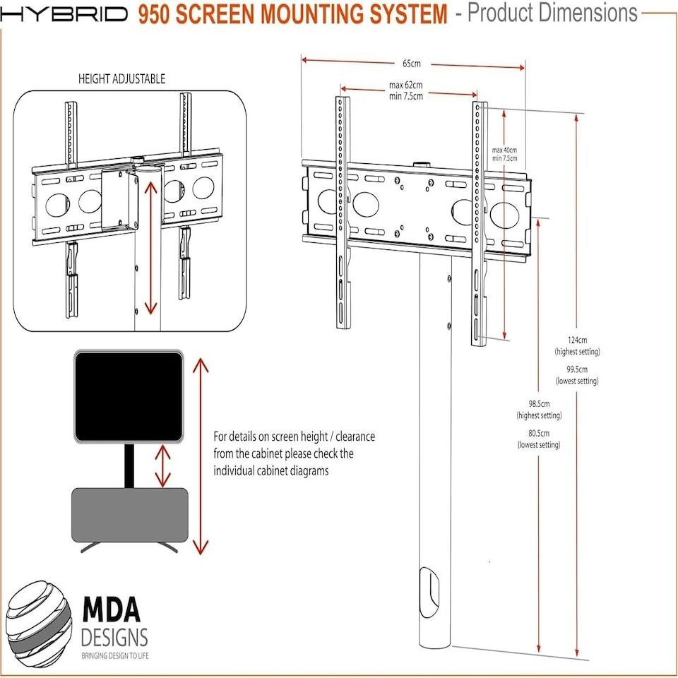 image 1 of MDA Designs TUCANA 1200 HYBRID Black Walnut TV Cabinet BeamThru Remote-Friendly Doors for up to 60" Flat Screen TVs with Mounting Arm Brown