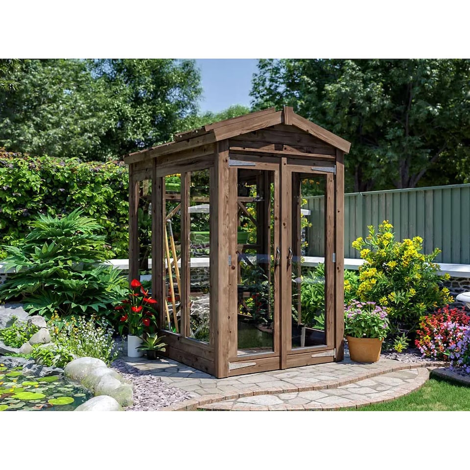 image 1 of Dunster House Growzilla Wooden Greenhouse W1.2m x D1.8m / W4' x D6' with 4mm Glass and Automatic Vent Opener
