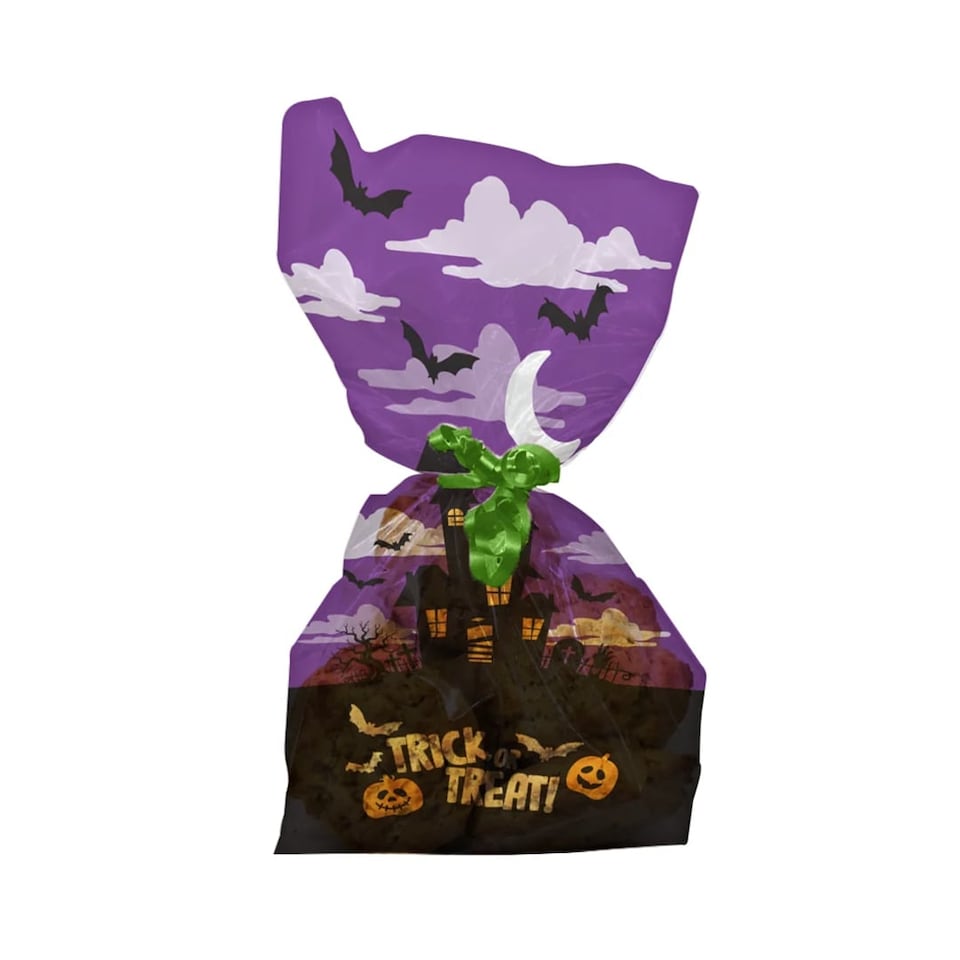 image 1 of Trick or Treat Halloween Cello Treat Bags with Twist Ties - Pack of 20