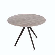 Aspen Compact Round Dining Table - Durable Wood-Effect or Sintered Stone Top with Black Metal Pedestal Legs | Grey | Grey | Small | 1