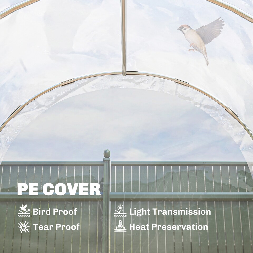image 1 of Outsunny 3 x 2 x 2m Polytunnel Greenhouse with Door, Galvanised Steel Frame