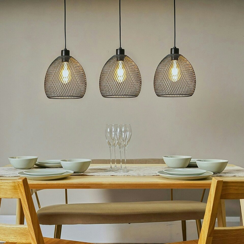 image 1 of ValueLights Novo 3 Way Matte Black Ceiling Light Low Hanging Pendant