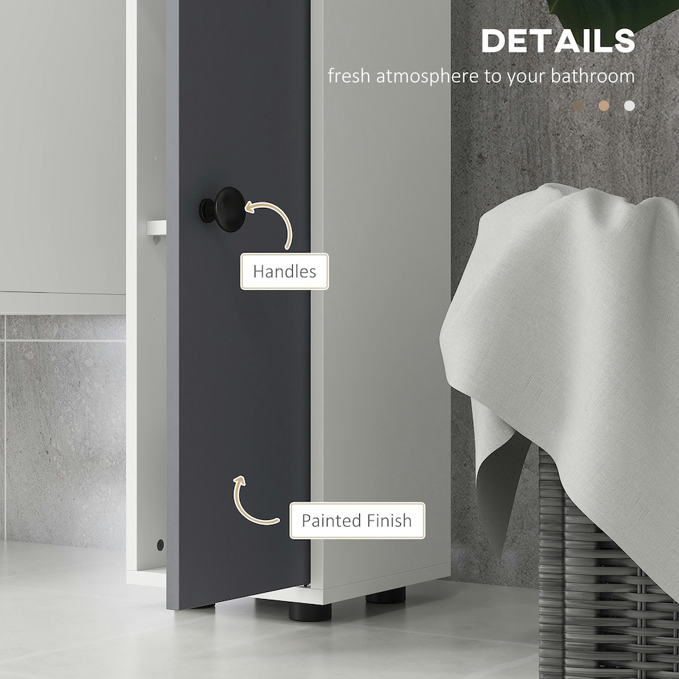 image 1 of kleankin Slim Bathroom Cabinet, Toilet Roll Storage w/ Open Shelves, Grey