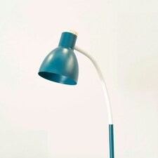 ValueLights Woody Teal Metal Dome Shade Wooden Base Freestanding Floor Lamp