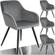 image 1 of Dining Chair Marilyn - with armrests, padded, velvet look, black steel legs - Set of 4 Grey | Grey/Black