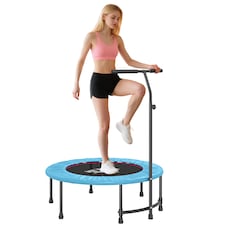 HOMCOM Mini Trampoline, Rebounder Jumper with Adjustable Handle, Blue