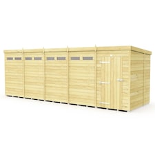 20 x 6 Feet Pent Security Shed - Single Door - Wood - L178 x W589 x H201 cm | Brown