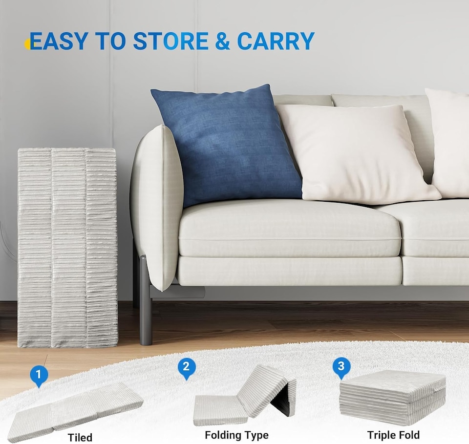 image 1 of Cord Tri-Fold Mattress Z Bed Futon Sofa Chair Mattress