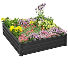 Outsunny Raised Garden Bed Metal Patio Backyard Flower Vegetable Planter Green