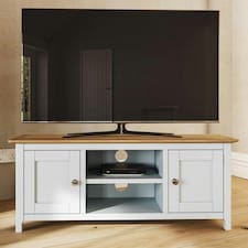 Taberno Oak 2 Door TV Unit Linen White White