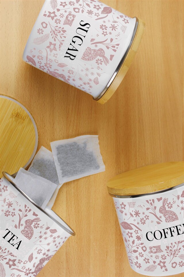image 1 of Pink Wild Rabbits Large Hot Chocolate Canister