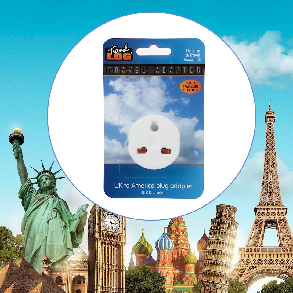 image 1 of PMS USA Plug Adaptor UK to USA Travel Adaptor White