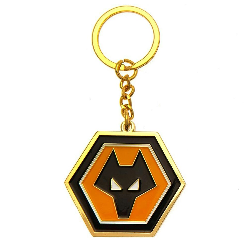 Wolverhampton Wanderers FC Crest Keyring - Black/Orange/Gold - One Size