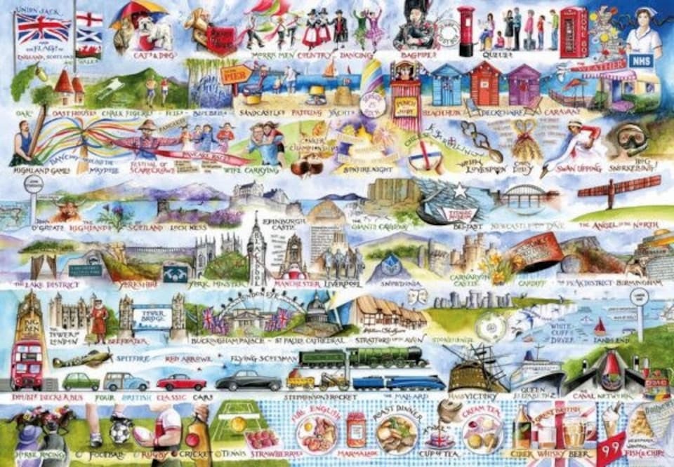 image 1 of Gibsons 2000 Piece Cream Teas & Queueing Jigsaw Puzzle