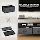 image 3 of HOMCOM TV Cabinet, TV Console Unit with 2 Foldable Linen Drawers Black