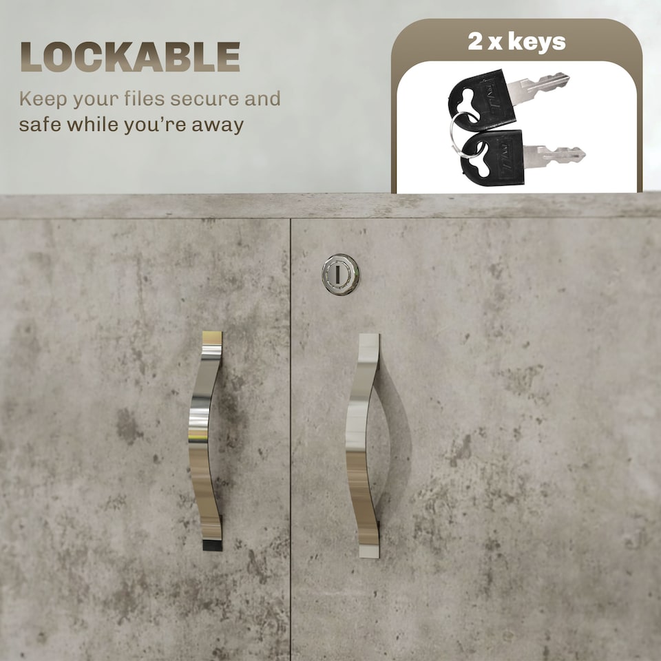 image 1 of Vinsetto Filing Cabinet with Locking Doors & Shelves, 2-Tier Lockable Storage Cabinet with 2 Keys for Home Office, 80W x 40D x 80H cm, Grey