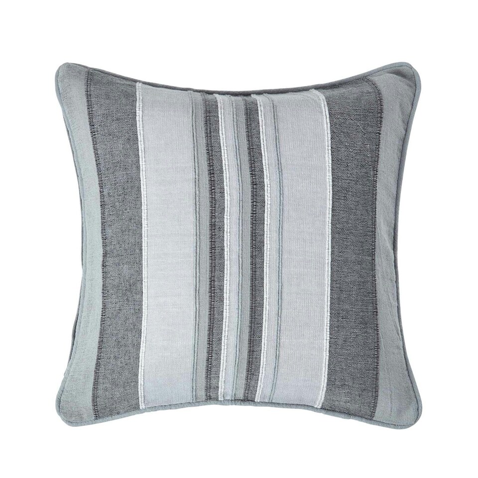 image 1 of Homescapes Cotton Striped Grey Cushion Cover Morocco - 45 x 45 cm | Grey | Grey | 45 x 45 cm