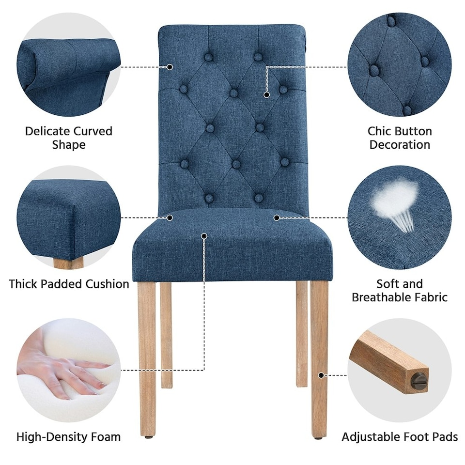 image 1 of Yaheetech Set of 2 Classic PU Leather Dining Chairs Blue