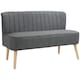 image 1 of HOMCOM Linen-Feel Double Sofa w/ Wood Frame Padding Back, Grey