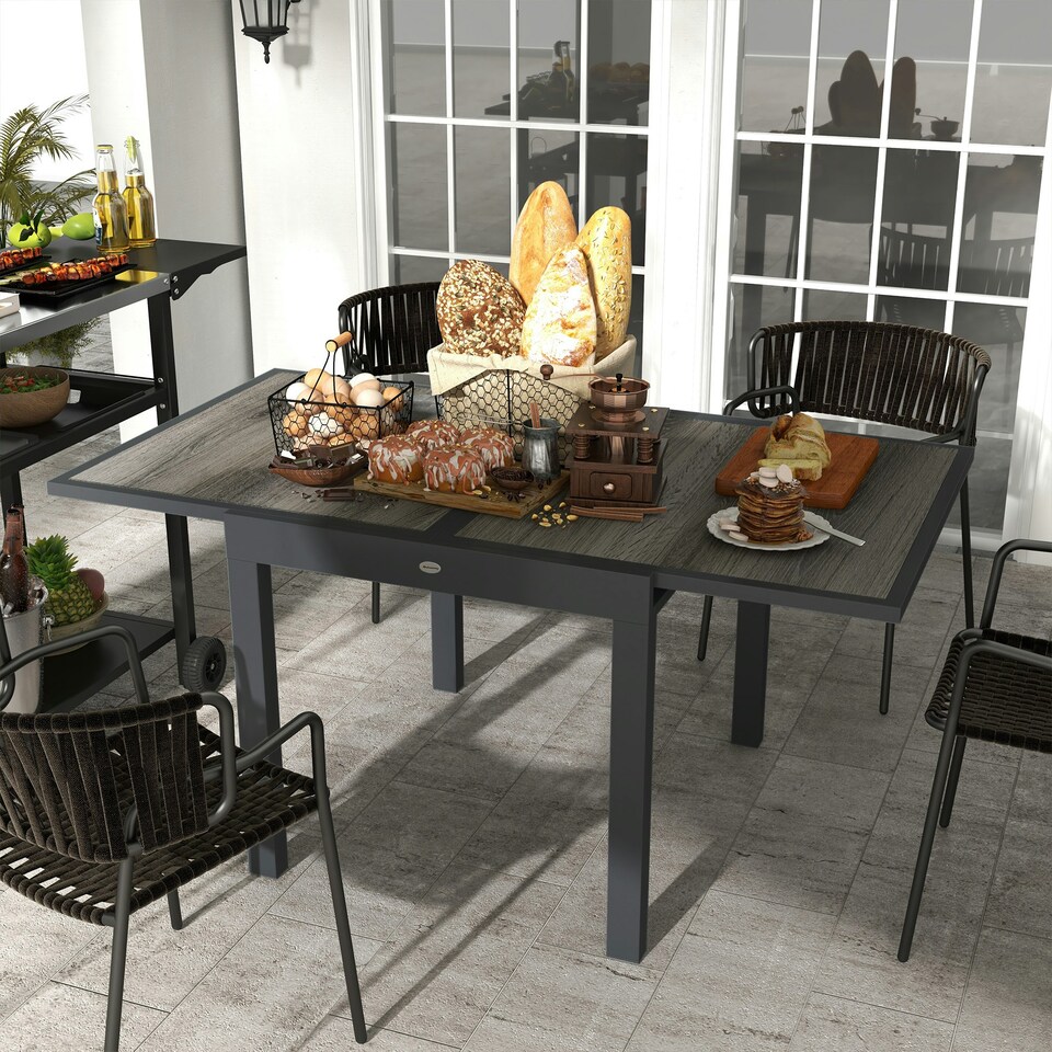 image 1 of Outsunny Extendable Outdoor Dining Table Aluminium Rectangle Patio