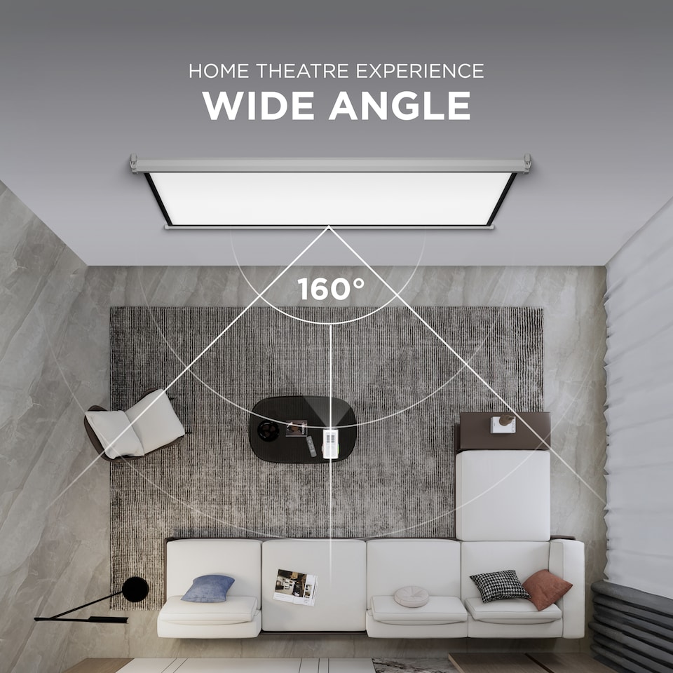 image 1 of 84" Manual Pull Down Projector Screen with Wall Mount