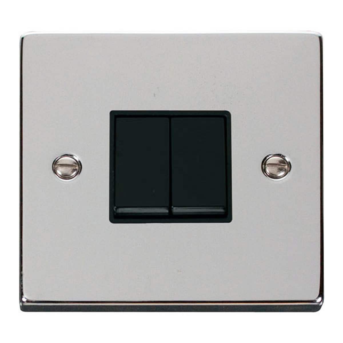 SE HOME Polished Chrome 10A 2 Gang 2 Way Light Switch Chrome Polished Chrome