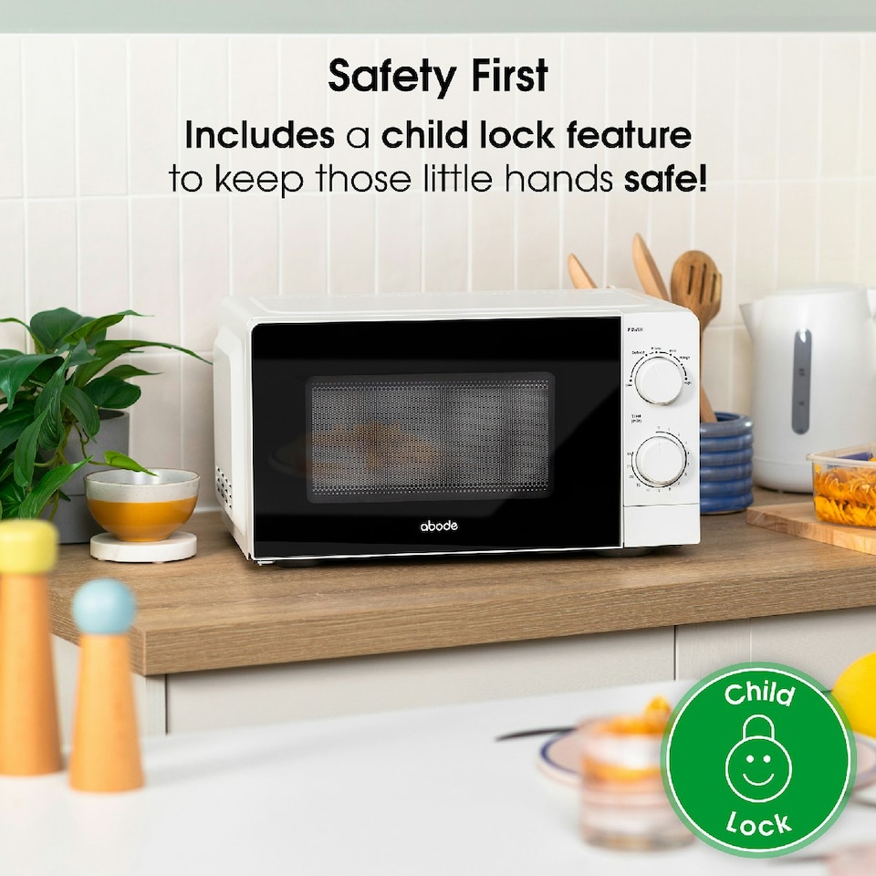 image 1 of Abode AMM2005 White Microwave 700W 20L Manual with 5 Power Levels & Defrost