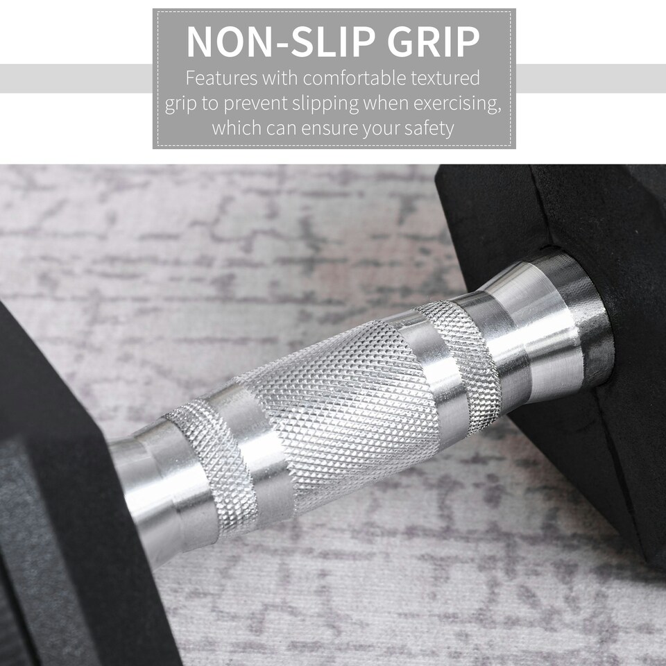 image 1 of HOMCOM 17.5KG Single Rubber Hex Dumbbell Portable Hand Weights Home Gym