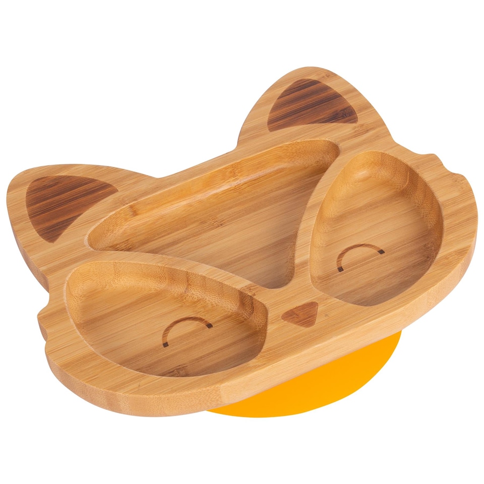 image 1 of Tiny Dining Children's Bamboo Suction Fox Plate - Yellow | Yellow | Yellow