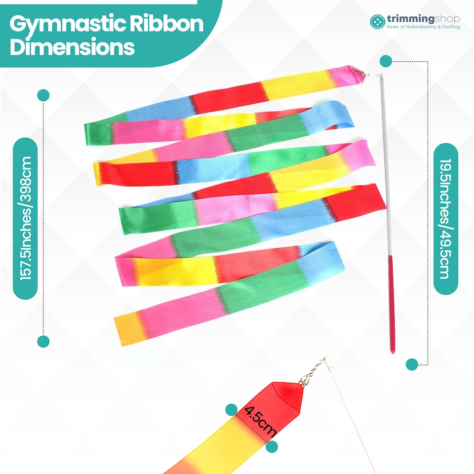 image 1 of 4 Metres Gymnastics Ribbon Wand, Satin Dance Streamer - 1pc