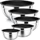 image 4 of Mixing Bowl Set of 5, Stainless Steel Nesting Bowls for Meal Preparation Kitchen Baking Air Tight Black lids