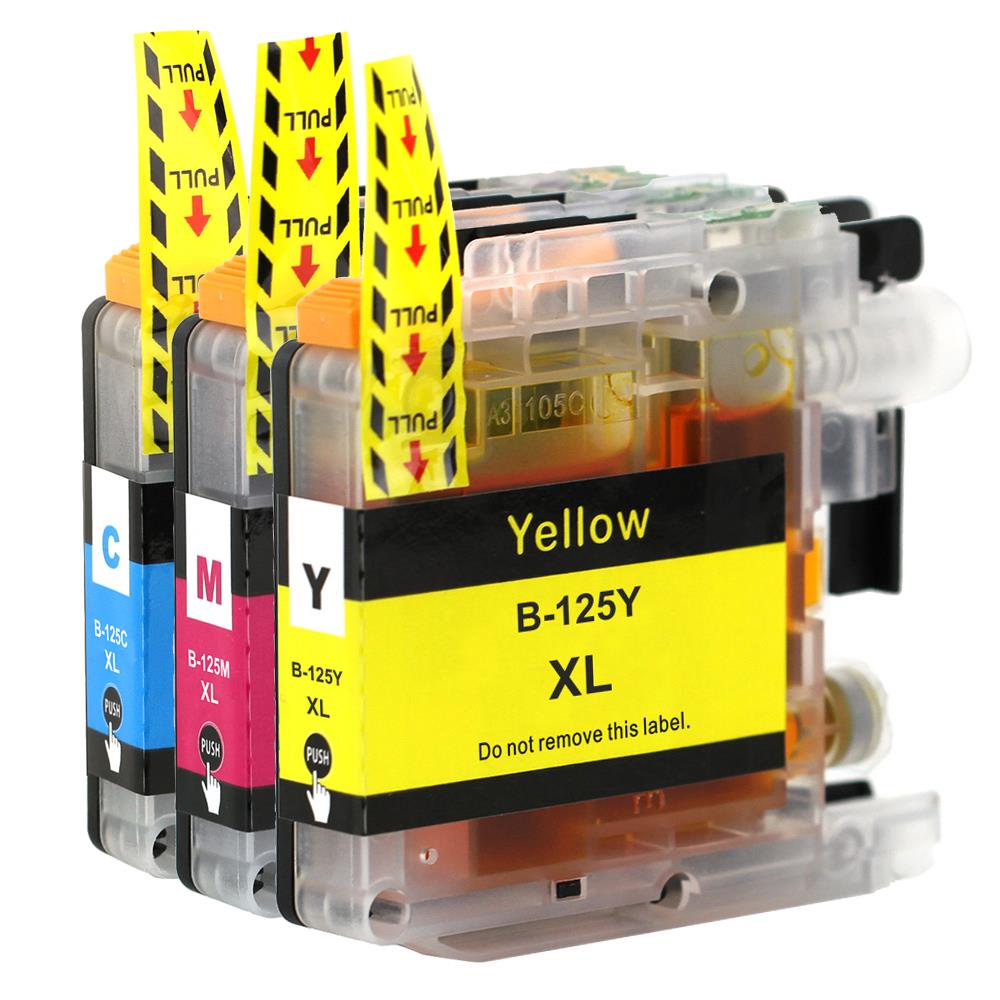 1 C/M/Y Colour XL Set of Compatible Brother LC125 Printer Ink Cartridges